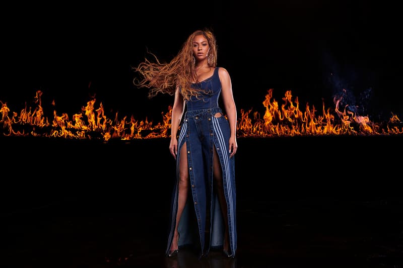 Beyoncé IVY PARK Rodeo Collection Campaign adidas Denim Bodysuit Pants Three Stripes