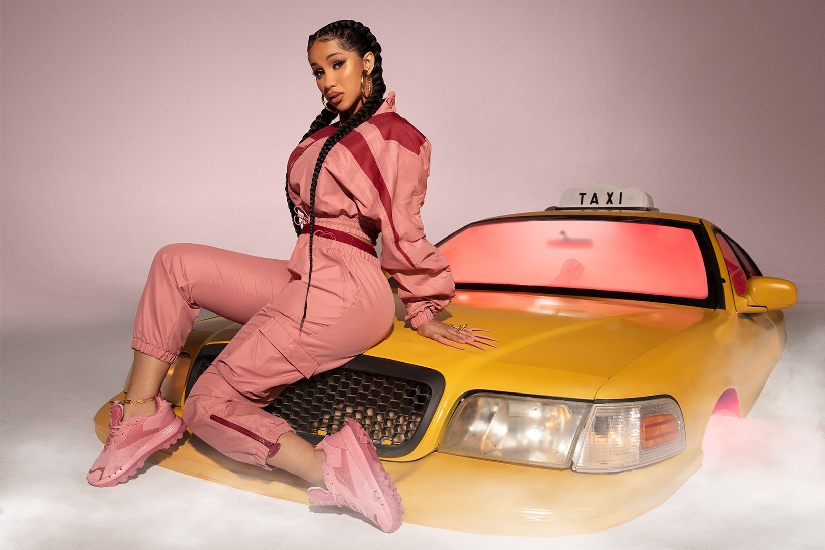 Cardi B Reebok Collaboration Apparel Sneakers NYC Classic Leather Cab Taxi Pink