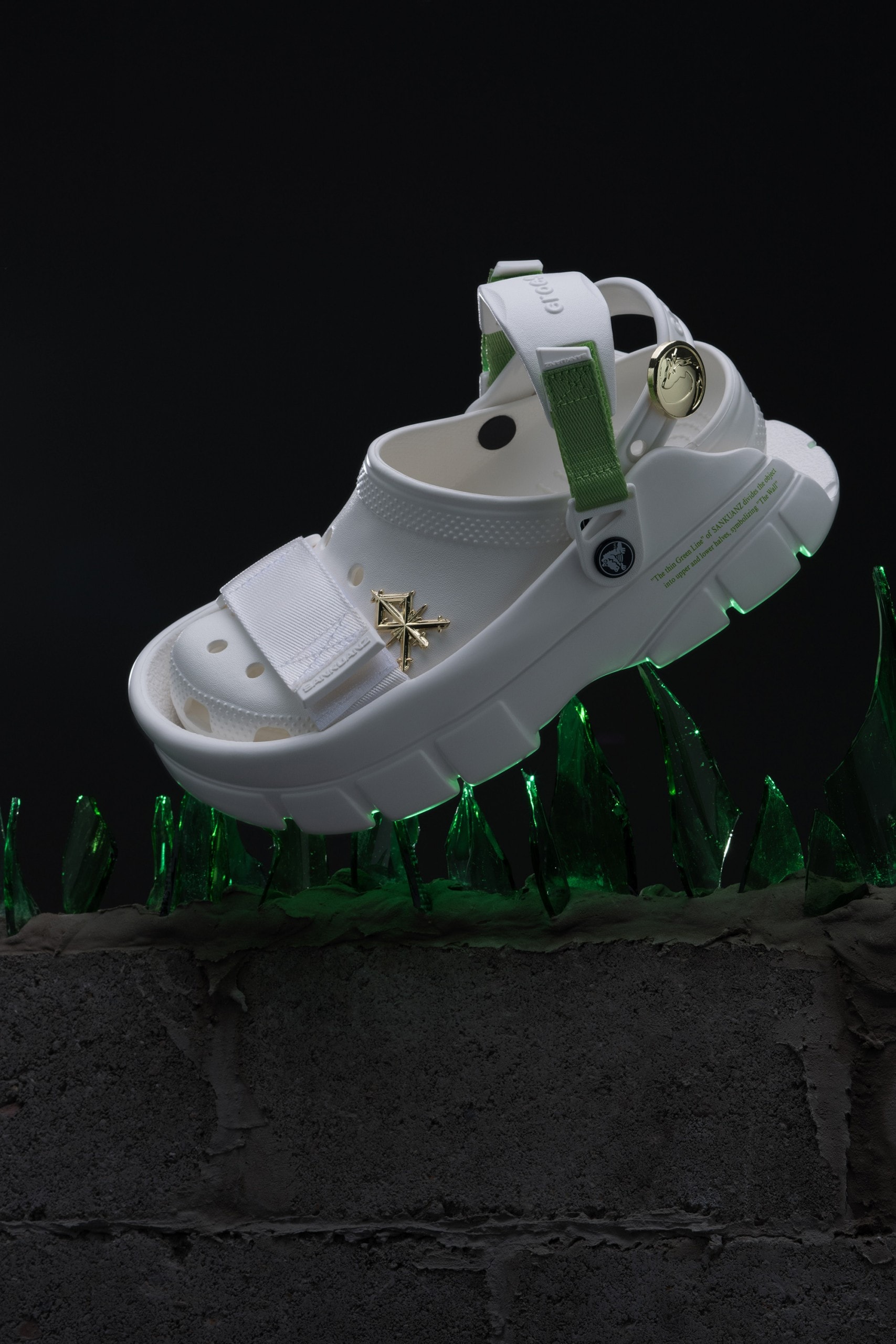 SANKUANZ Crocs Clogs Collaboration White Jibbitz Straps Details
