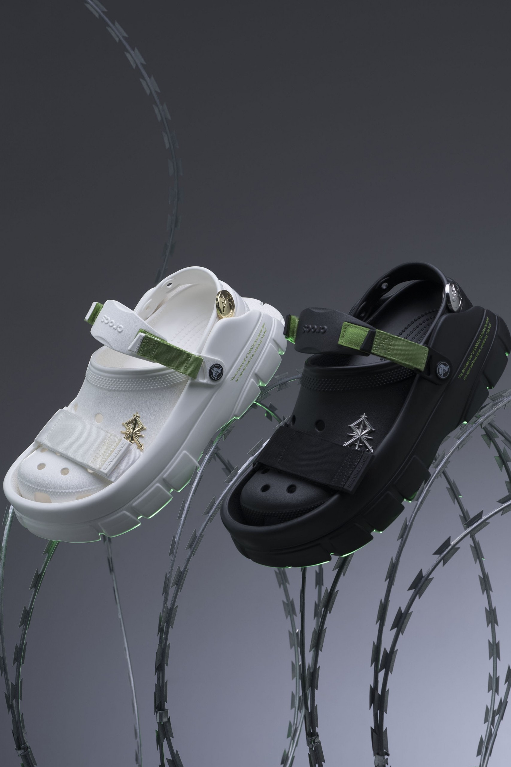 SANKUANZ Crocs Clogs Collaboration White Black Shoes Chunky