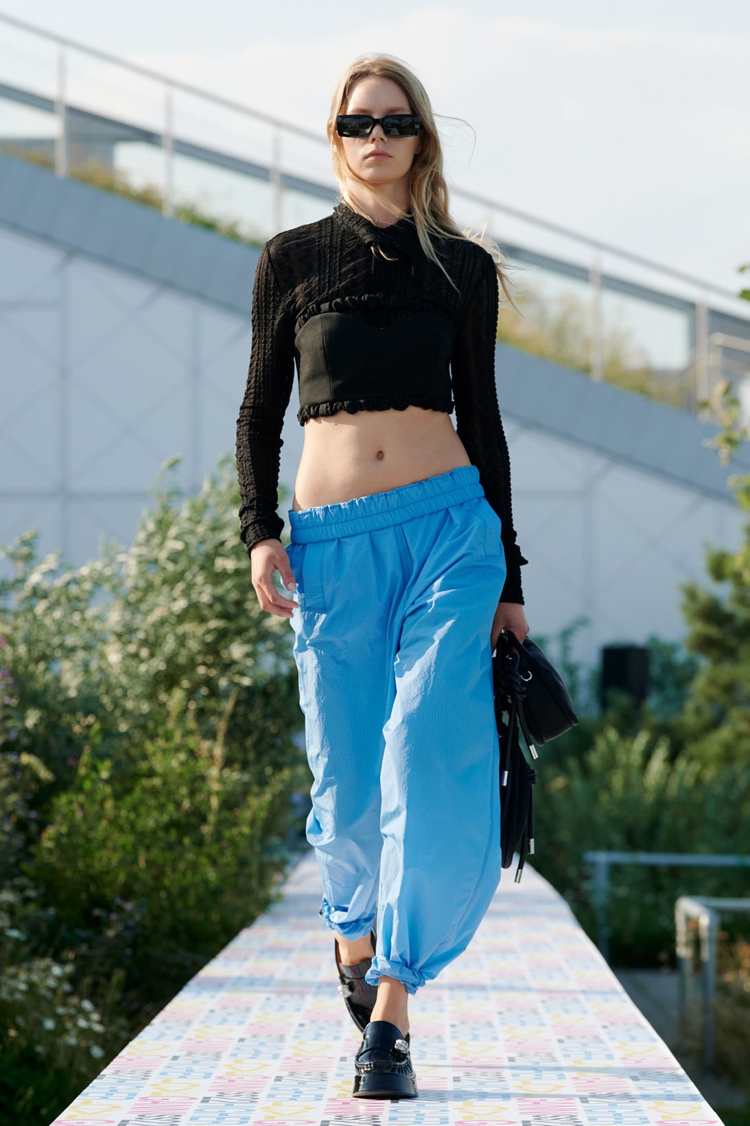 GANNI Spring/Summer 2022 SS22 Runway Copenhagen Fashion Week CPHFW Pants Cropped Tee