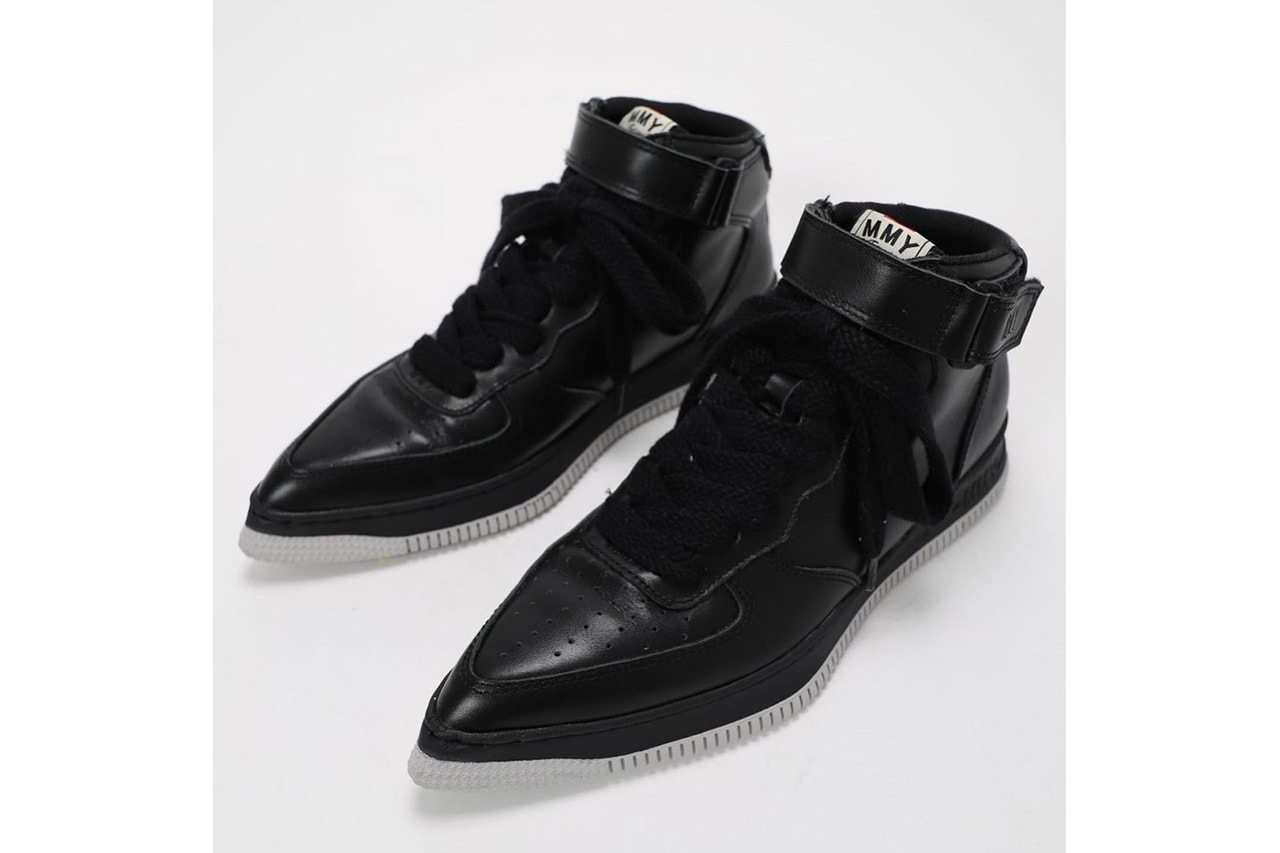 Mihara Yasuhiro 2022 Spring Summer Pointed Toe Sneakers All Black high Top