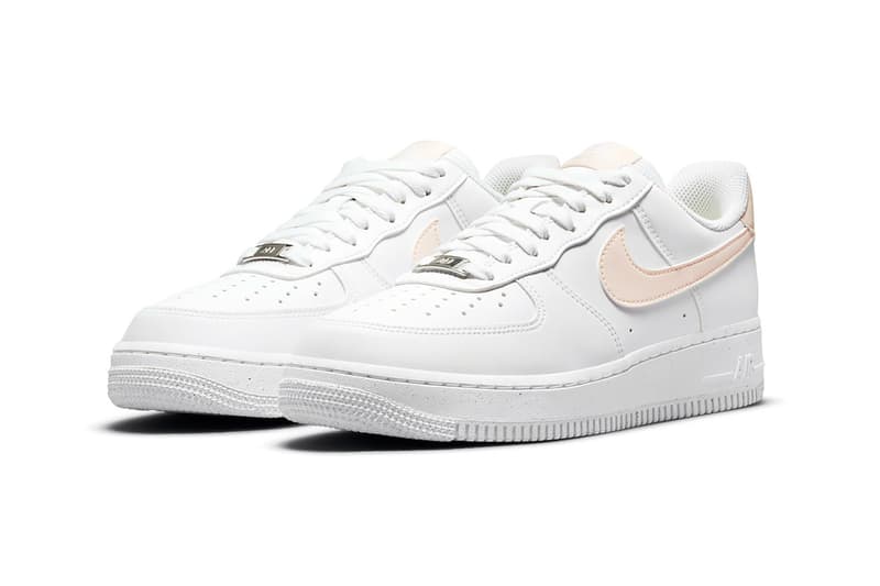 Nike Sustainable Air Force 1 AF1 White Pale Coral Pink Womens Sneakers Shoes Kicks Lateral