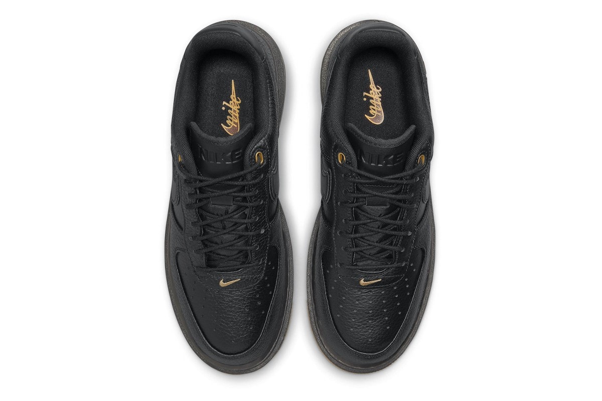 Nike Air Force 1 AF1 Luxe Black Gum Sneakers Upper Shoelaces Tongue