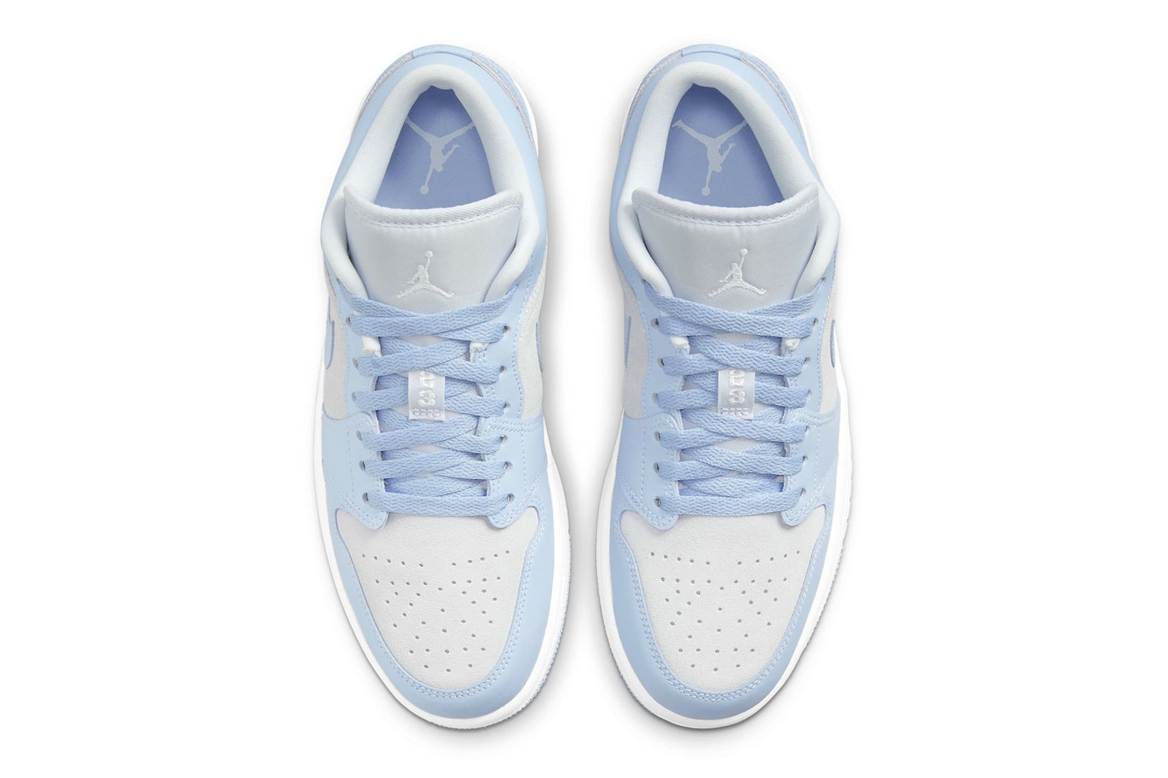 Nike Women's Air Jordan 1 AJ1 Low University Blue Upper Shoelaces Tongue Collar