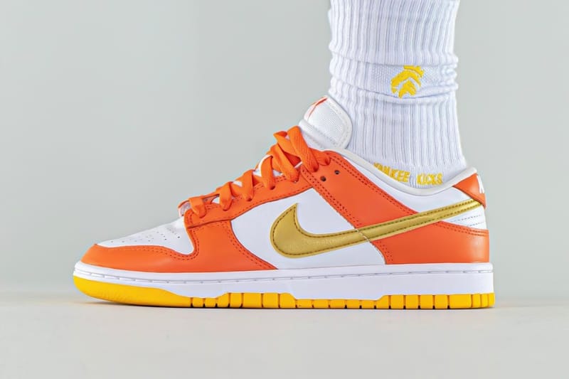 nike dunks low orange and white