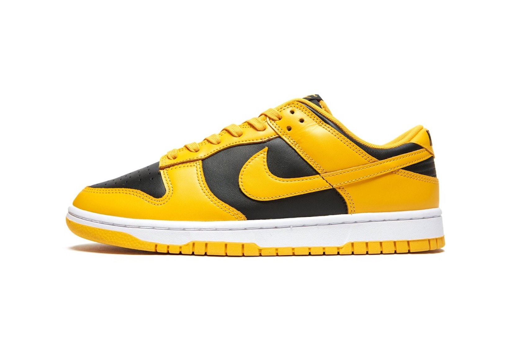 nike dunk low sneakers goldenrod yellow black white footwear shoes kicks lateral