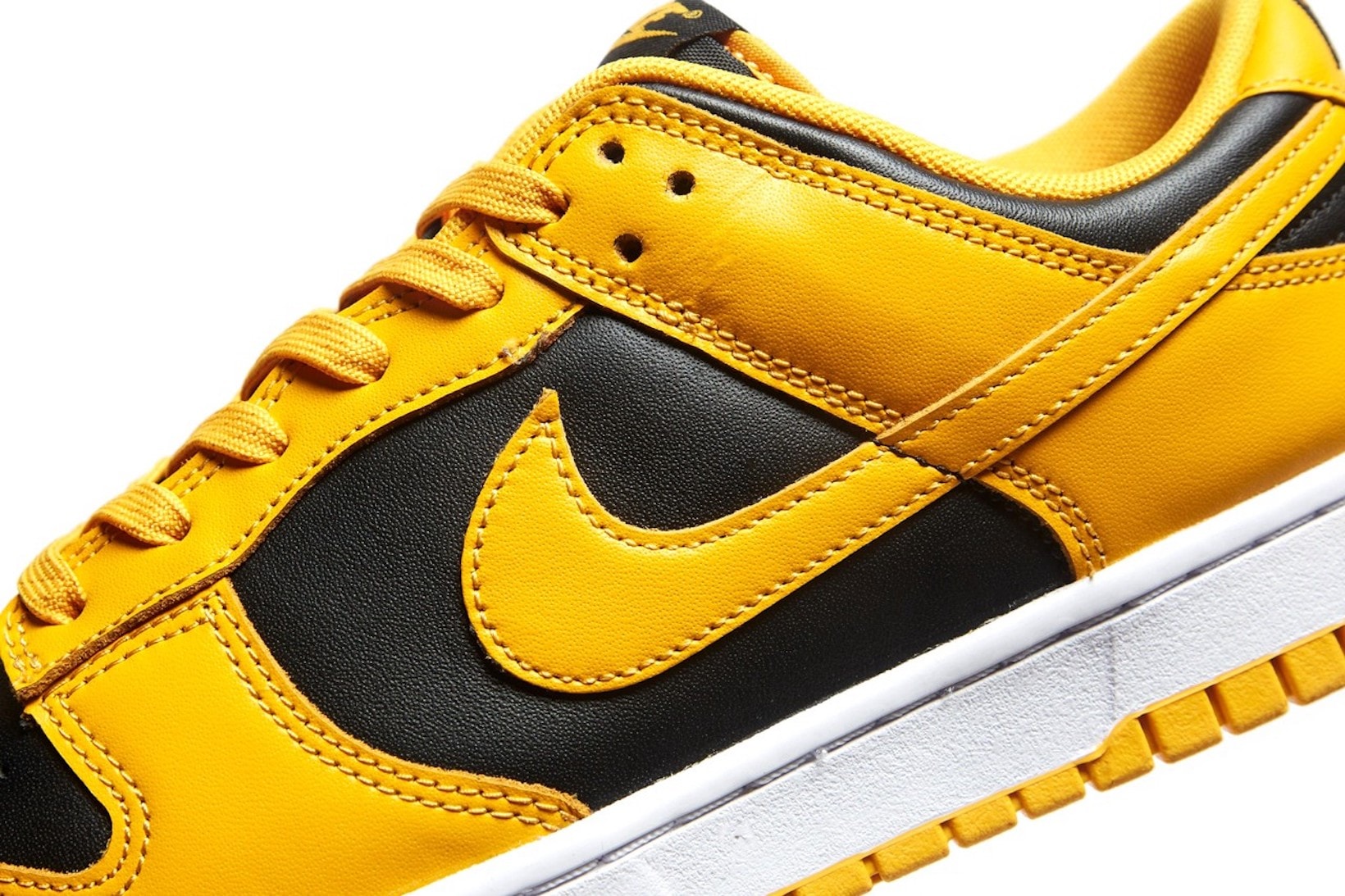 nike dunk low sneakers goldenrod yellow black white footwear shoes kicks lateral
