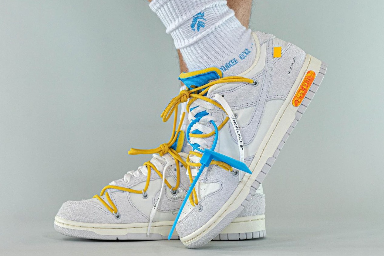 Off-White Nike Dunk Low The 50 #34 Virgil Abloh On-Foot Laterals Details
