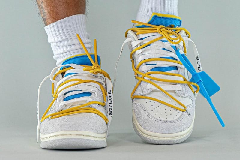 off white dunks on feet