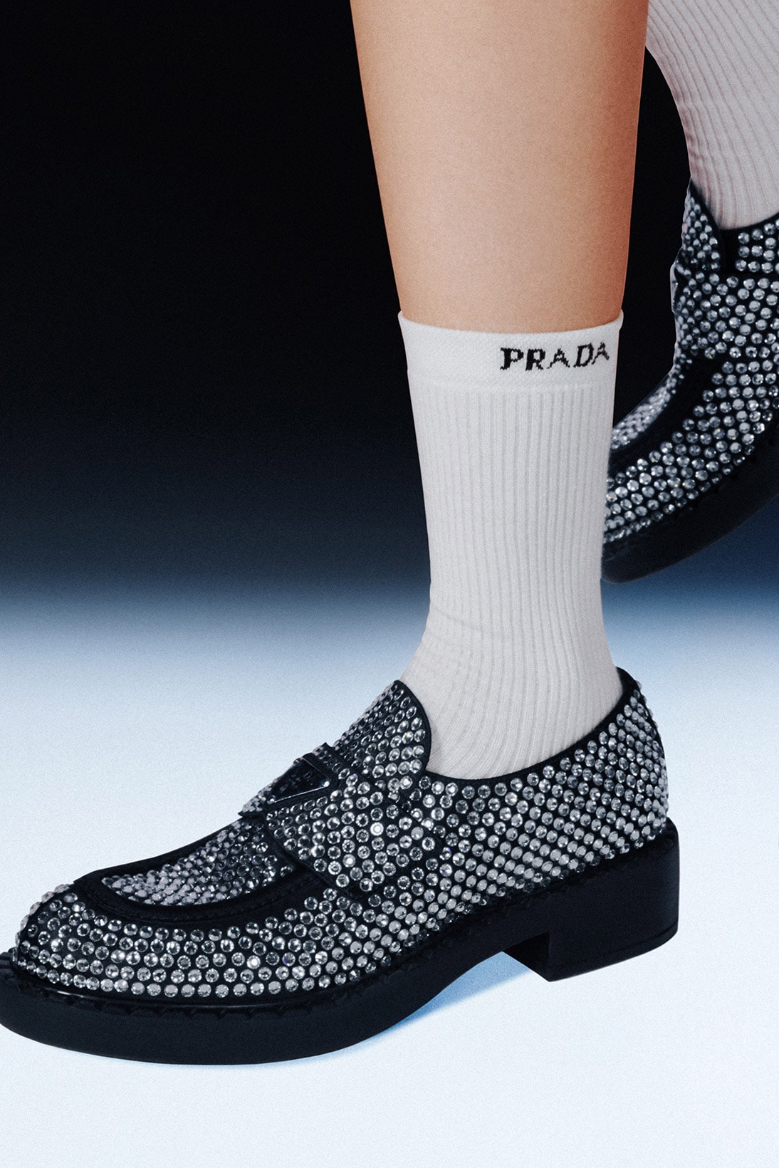Prada Chinese Valentines Day Qixi Festival loafers crystals socks