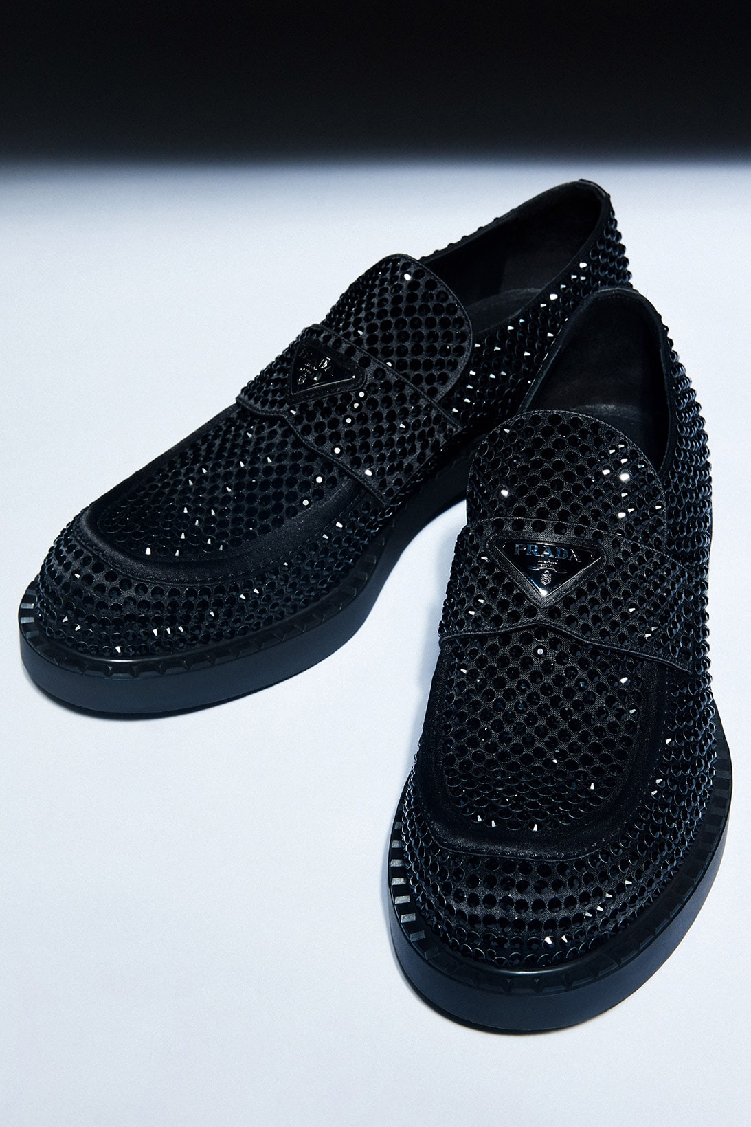 Prada Chinese Valentines Day Qixi Festival loafers black crystals