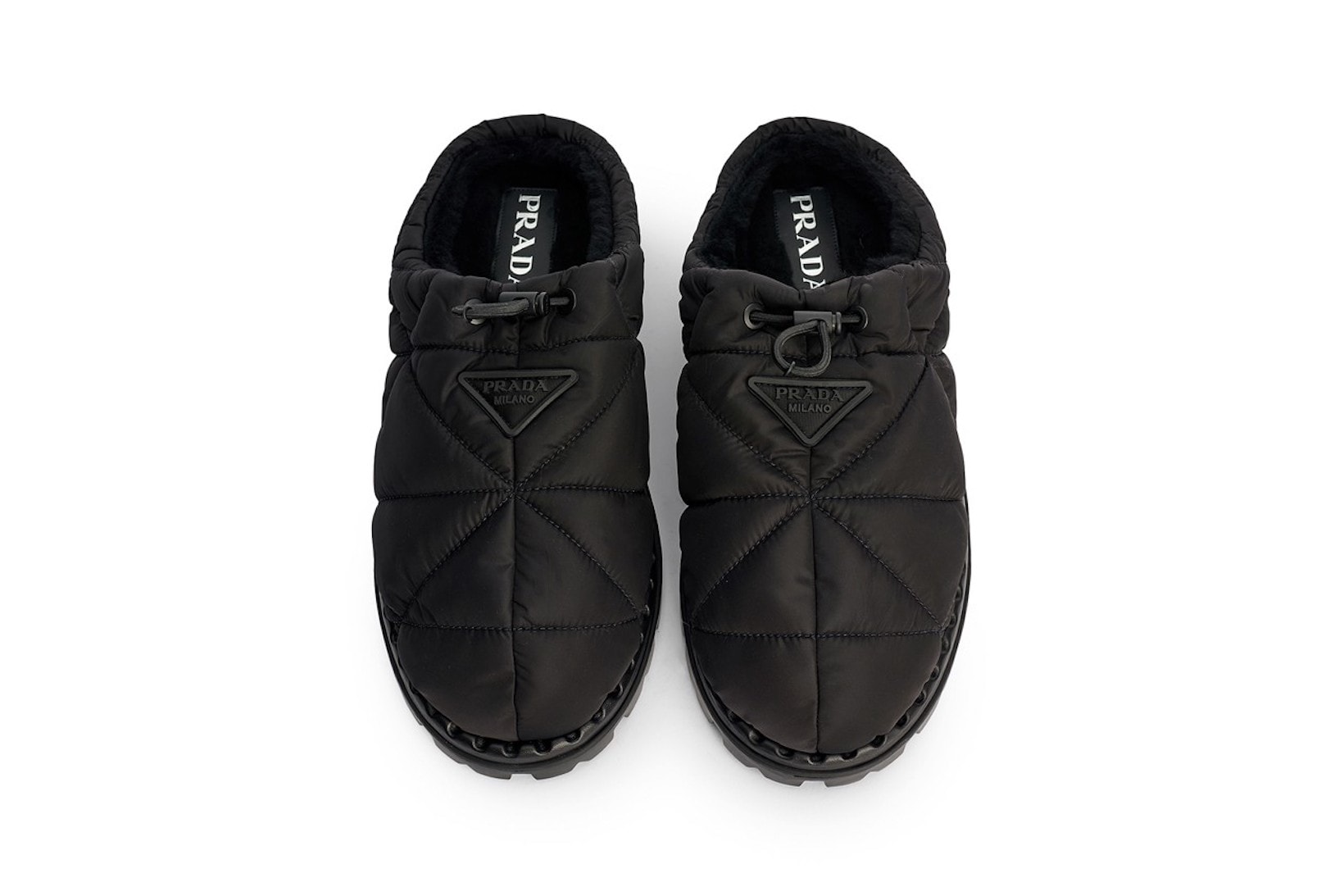 Prada Black Padded Nylon Slippers Footwear Raf Simons