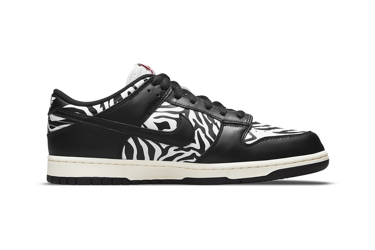 Quartersnacks Nike SB Dunk Low Zebra Print Swoosh Sides Details