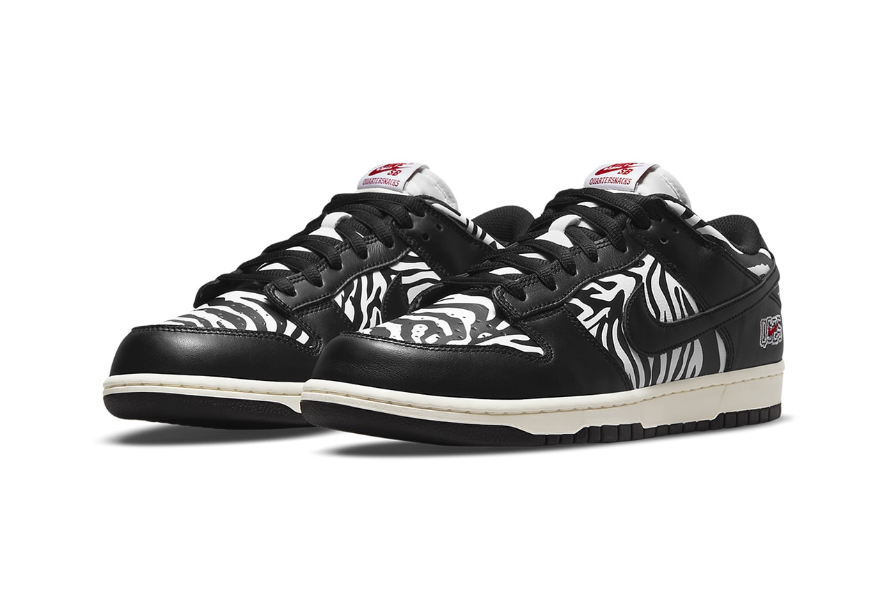 Quartersnacks Nike SB Dunk Low Zebra Print Upper Toe Box Shoelaces