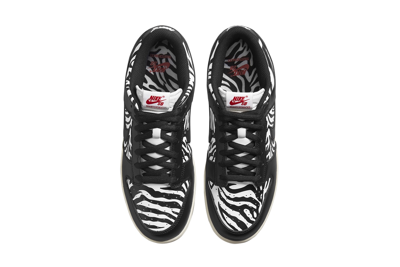 Quartersnacks Nike SB Dunk Low Zebra Print shoelaces tongue