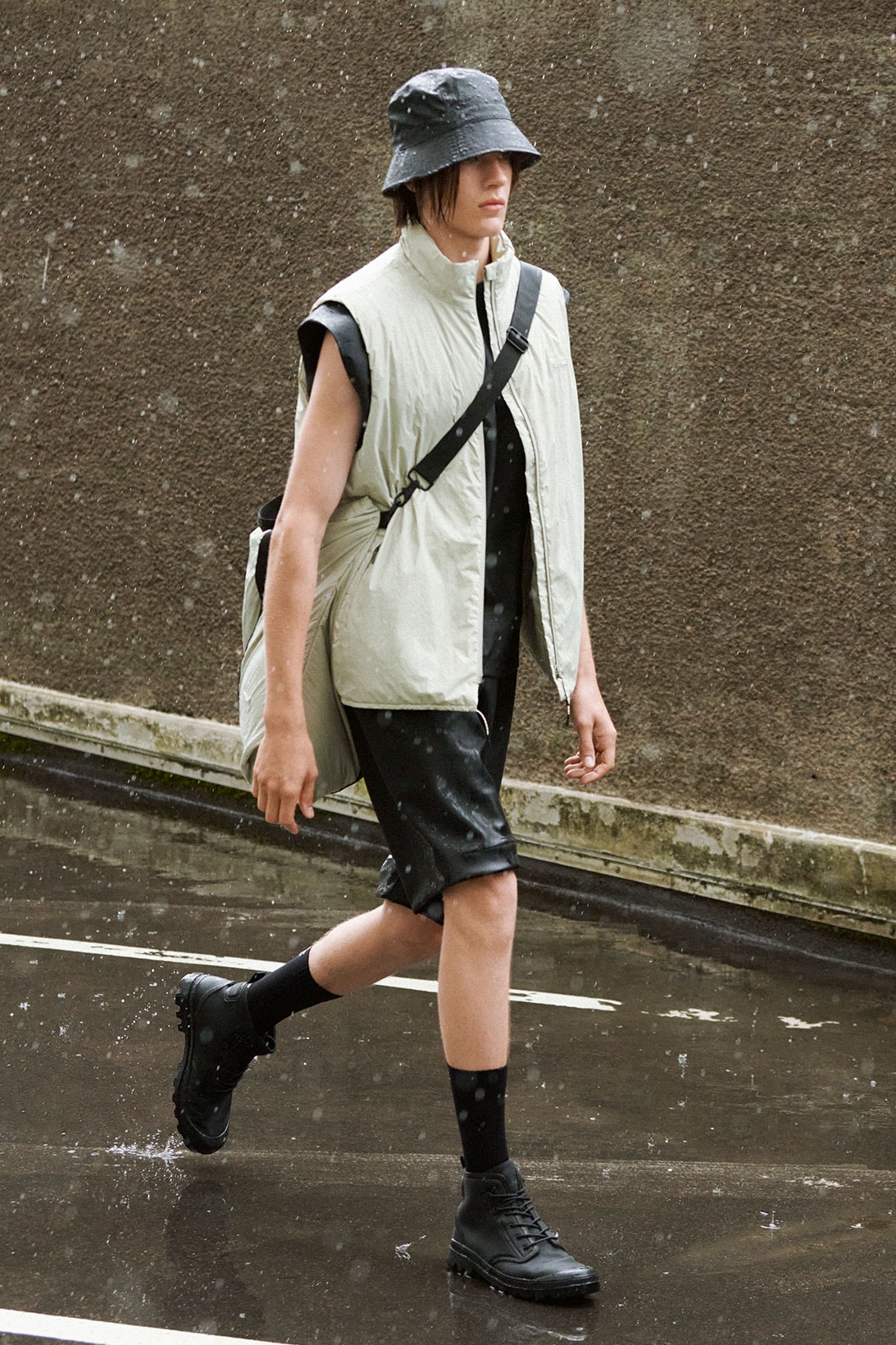 RAINS Spring Summer 2022 SS22 Collection Runway Vest Shorts Clogs