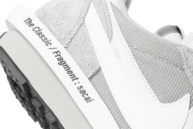 sacai fragment design nike ldwaffle gray details swoosh logo