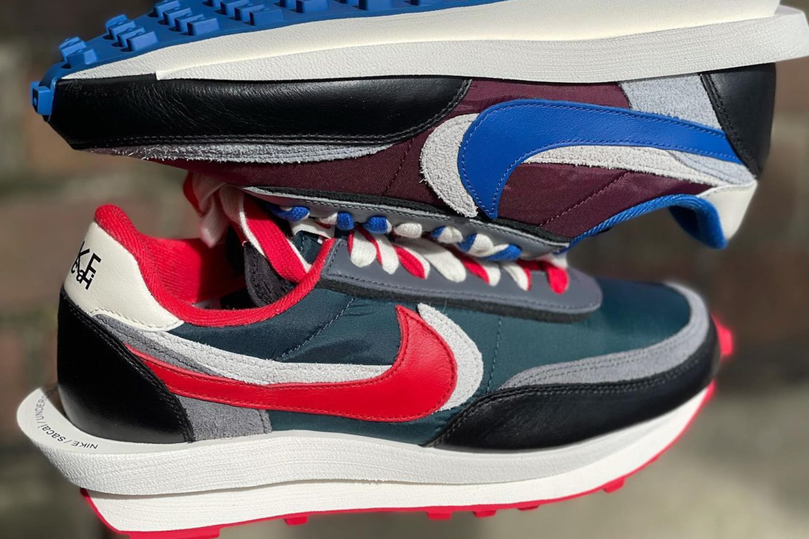 sacai UNDERCOVER Nike LDWaffle Collaboration Sneakers Footwear Shoes Midnight Spruce Night Maroon Blue Red White Black