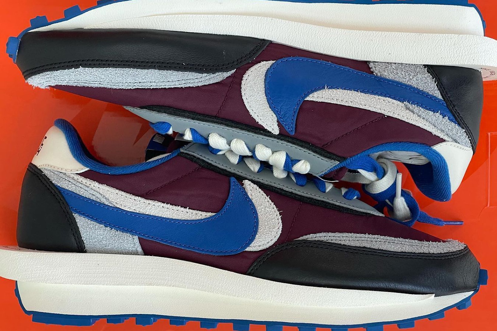 sacai UNDERCOVER Nike LDWaffle Collaboration Sneakers Footwear Shoes Night maroon blue black white