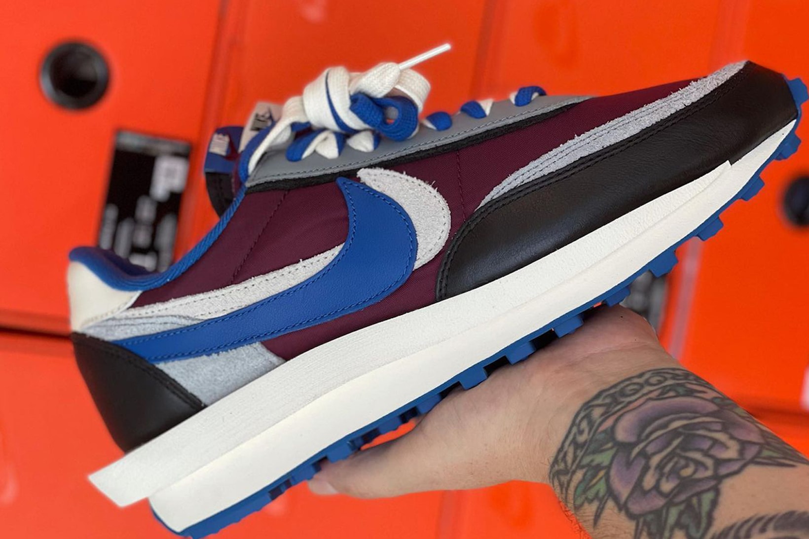 sacai UNDERCOVER Nike LDWaffle Collaboration Sneakers Footwear Shoes Night maroon blue black white