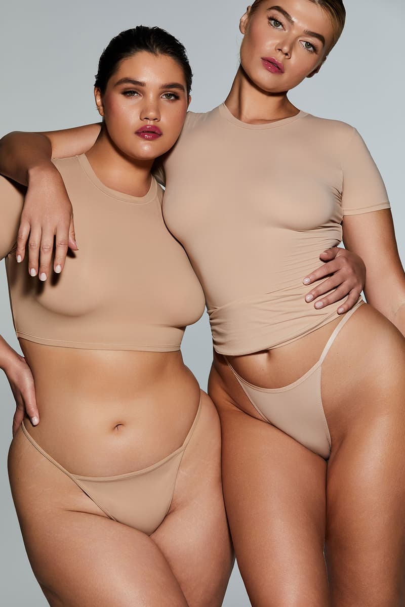 SKIMS Kim Kardashian Fits Everybody Underwear Cropped Top Tee Panties