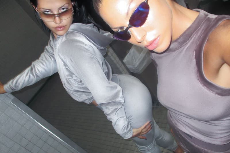 SKIMS Kim Kardashian Velour Tank Top Pants Hoodie Y2K Sunglasses Selfie