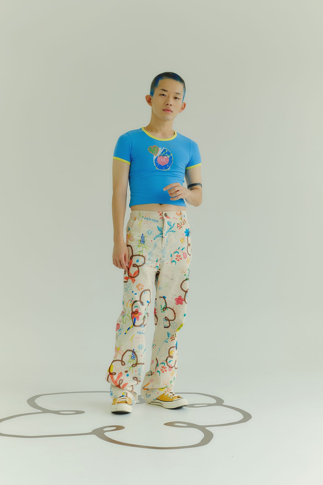 sundae school pre fall 2021 summer we drew collection cropped tee illustration graphic trousers