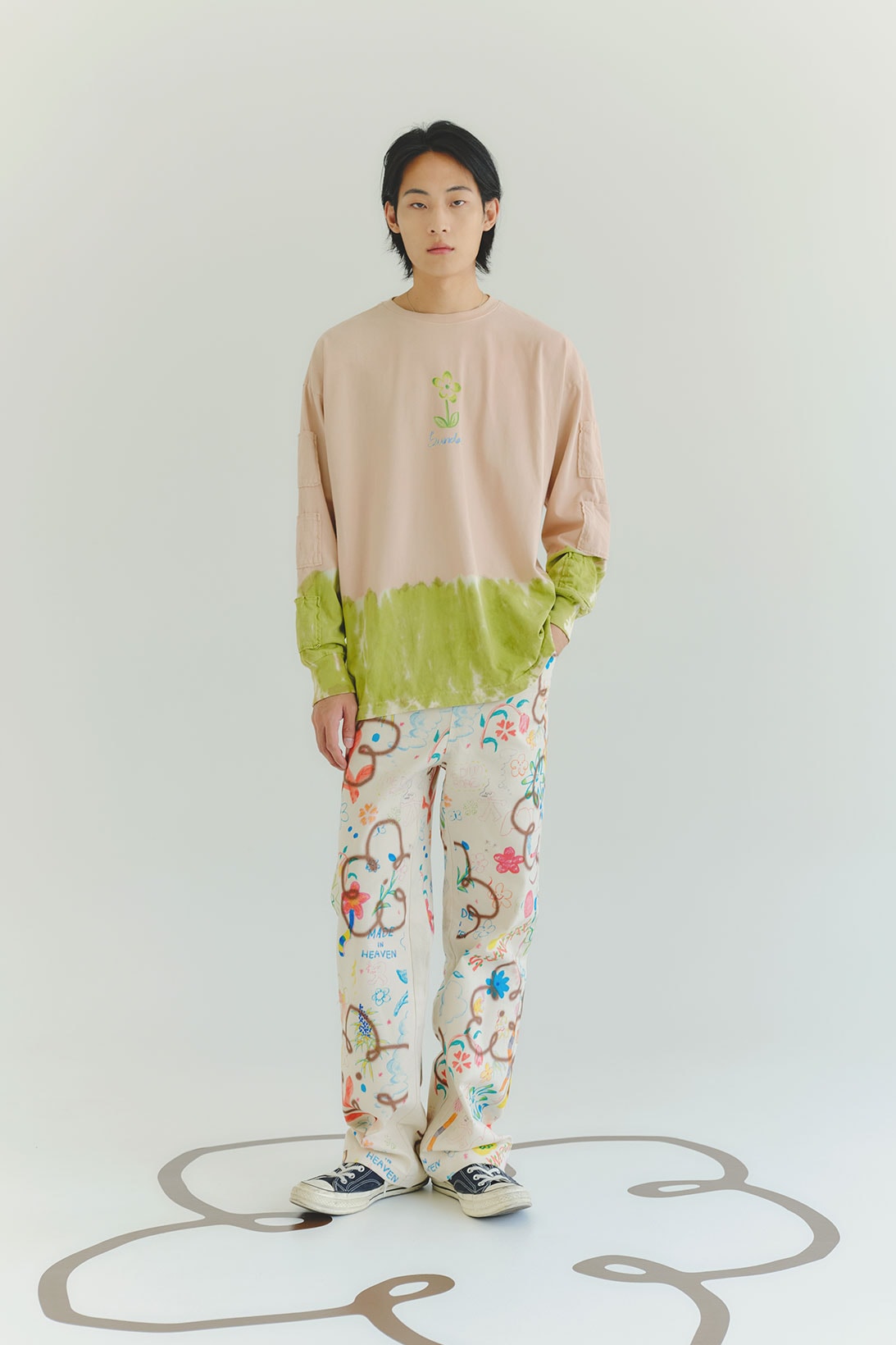 sundae school pre fall 2021 summer we drew collection graphic tee long sleeve jeans pants