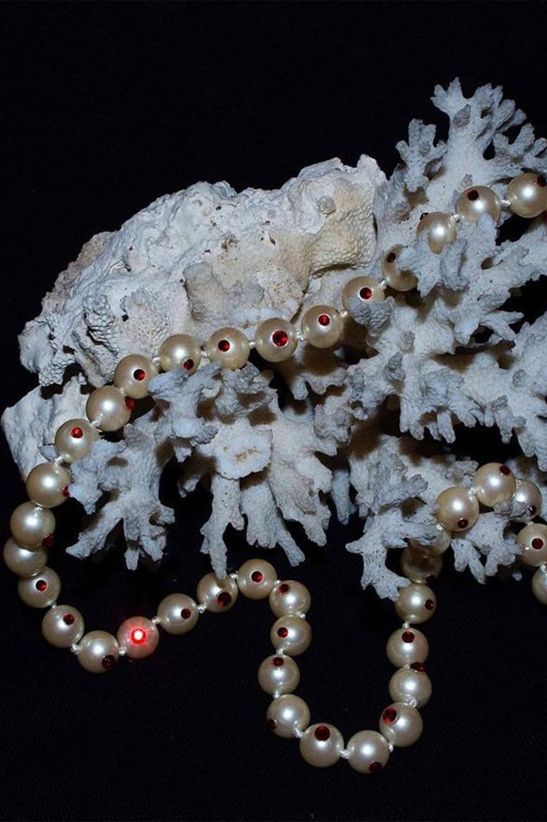 Twelve Jewelry Necklaces Pearl Stone Coral