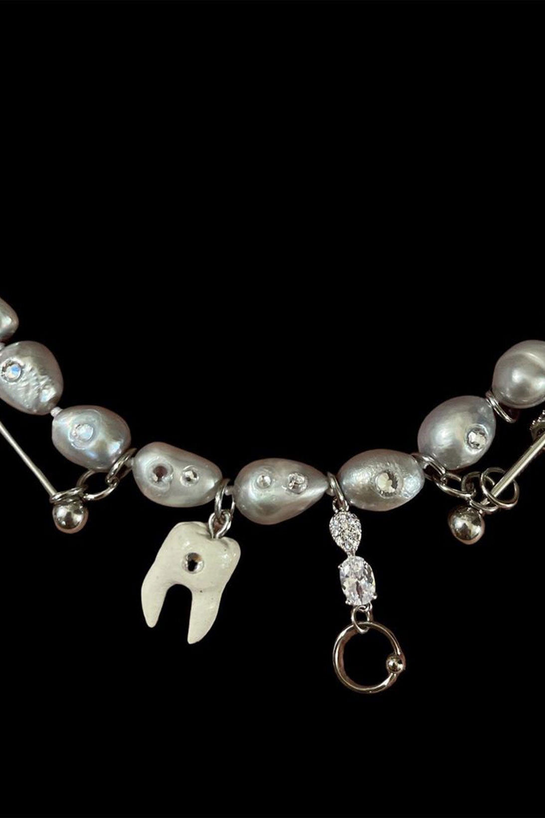 Twelve Jewelry Necklaces Bone Pendant Teeth Pearls