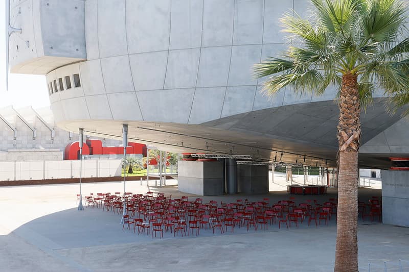 Academy Museum of Motion Pictures Building outdoor seating red chairs