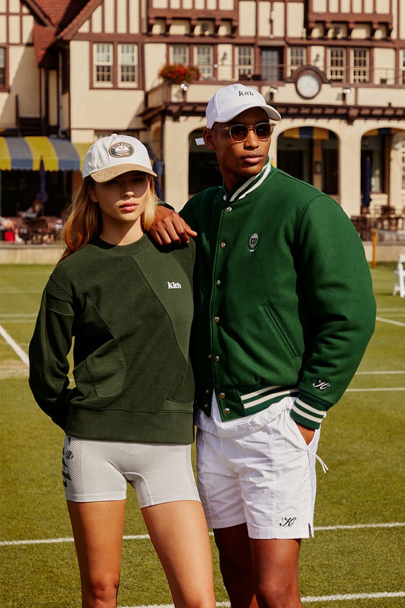 Wilson x KITH Sportswear collection white gray shorts green sweatshirts