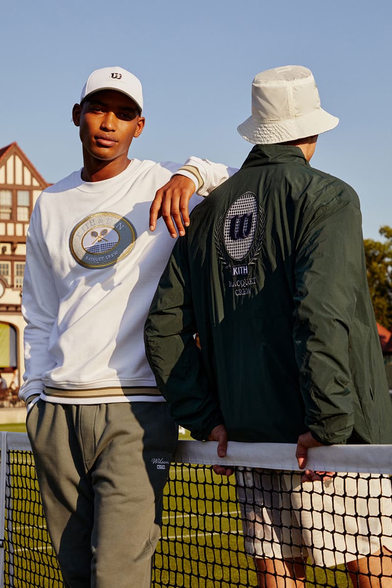 Wilson x KITH Sportswear collection white sweatshirt cap green outerwear