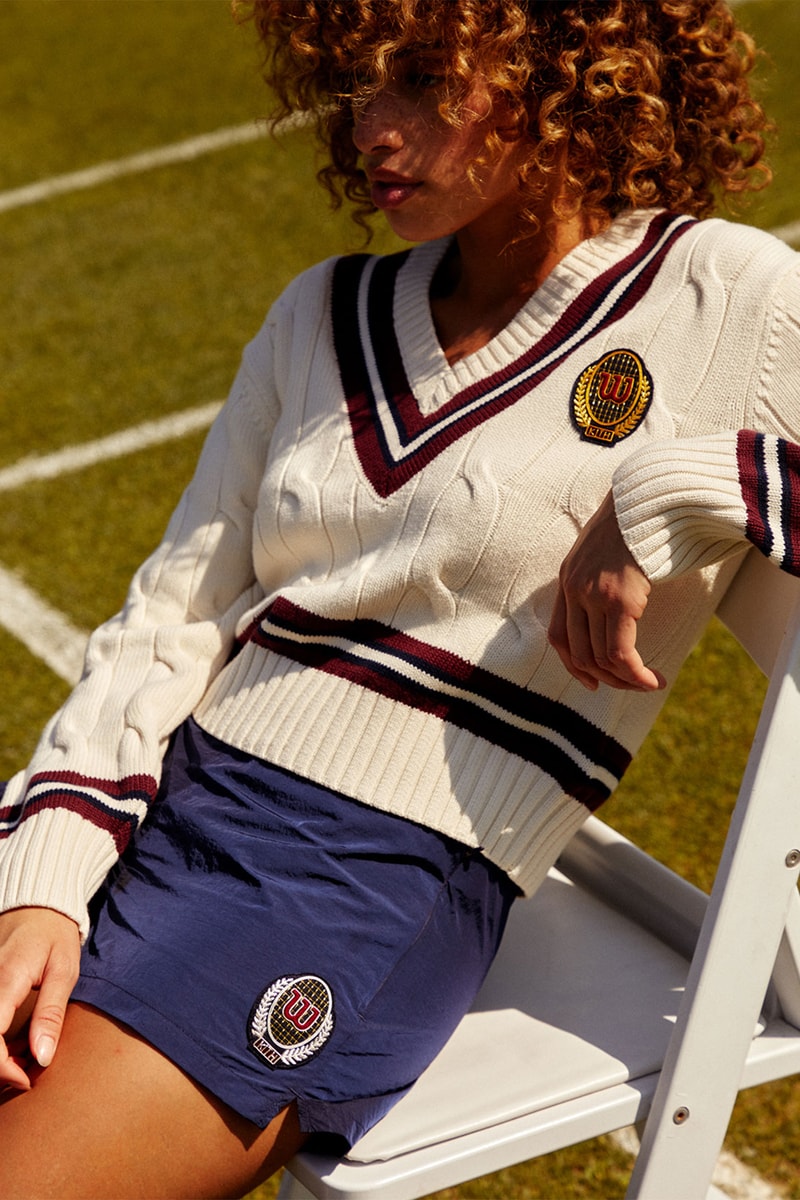 Wilson x KITH Sportswear collection navy skirt white sweatshirt