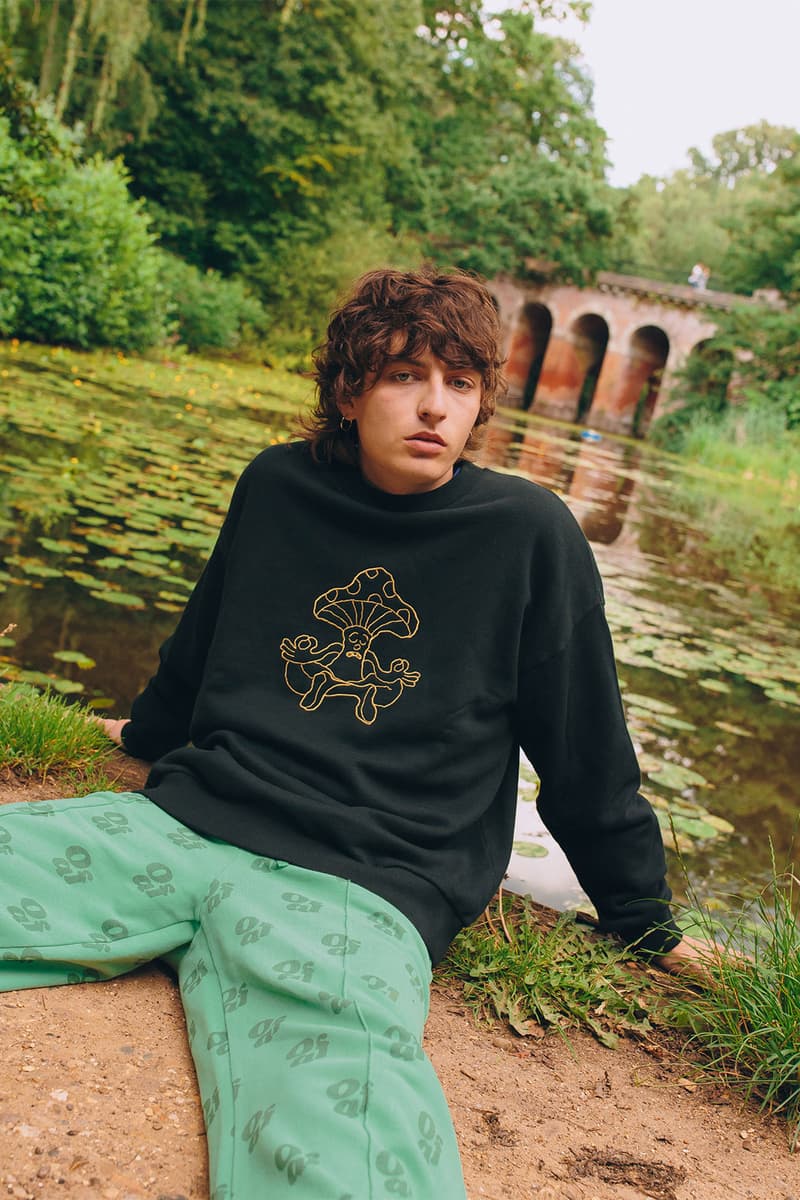 Lazy Oaf's winter collection "Lazy Waves" green mushroom pants black sweatshirt