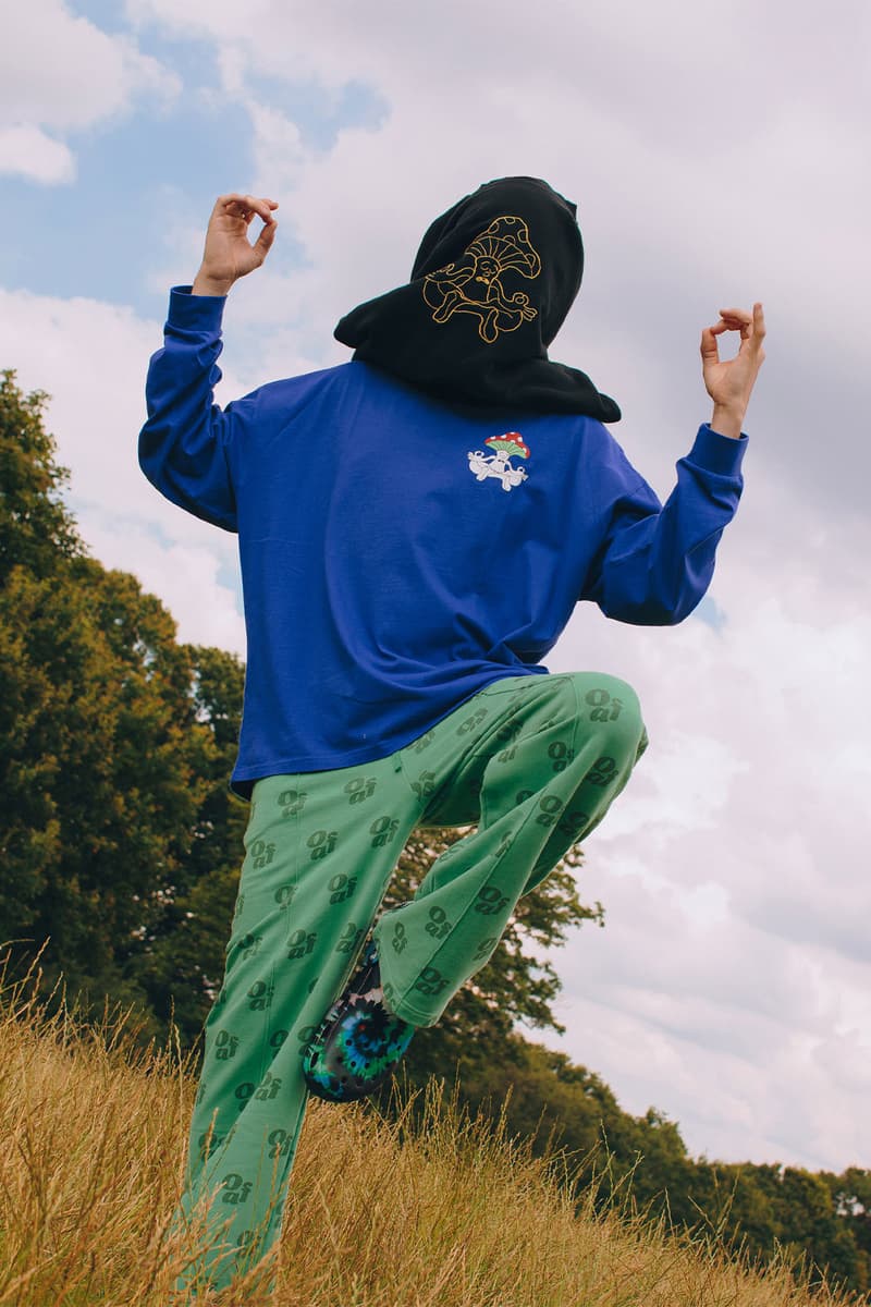 Lazy Oaf's winter collection "Lazy Waves" green pants blue sweatshirt mushroom