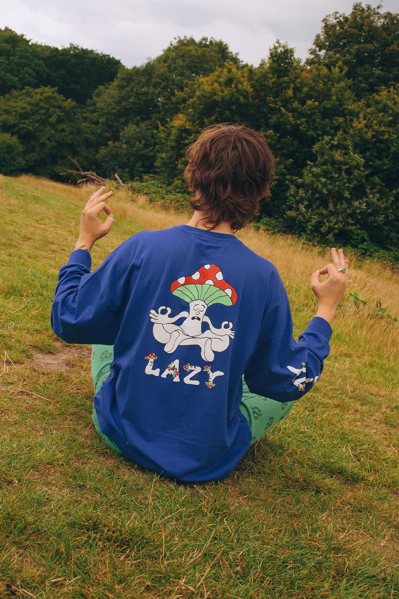 Lazy Oaf's winter collection "Lazy Waves" green pants blue sweatshirt mushroom