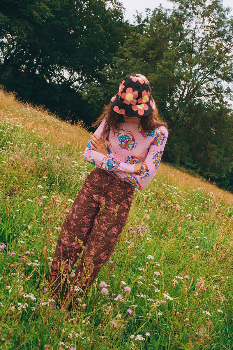 Lazy Oaf's winter collection "Lazy Waves" brown mushroom pants pink top reversible hat