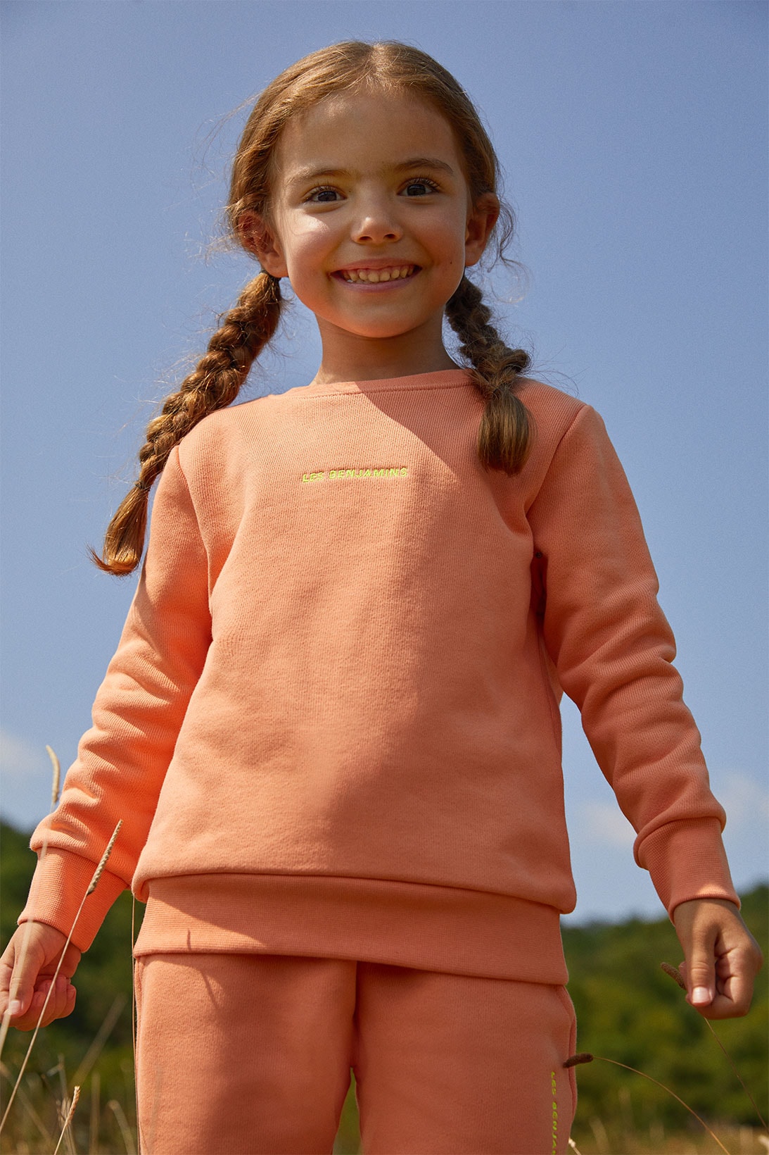 Les Benjamins' "Essentials 3.0" collection orange sweatshirt sweatpants kidswear