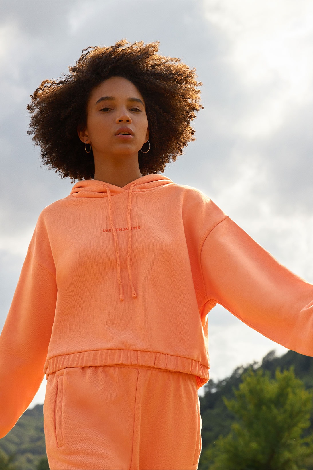 Les Benjamins' "Essentials 3.0" collection orange hoodie sweatpants