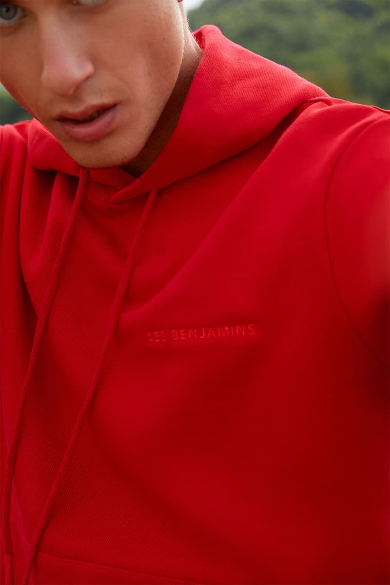 Les Benjamins' "Essentials 3.0" collection red hoodie mens