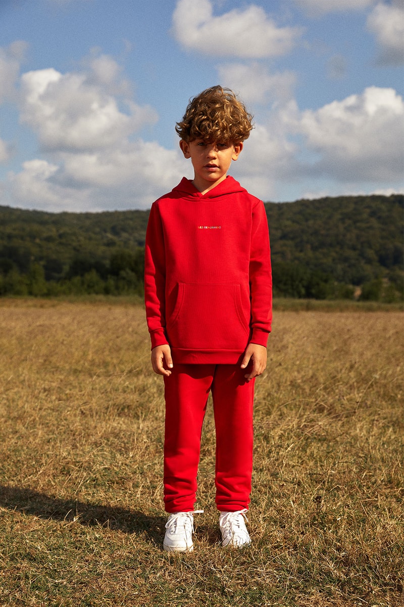 Les Benjamins' "Essentials 3.0" collection red hoodie sweatpants kidswear