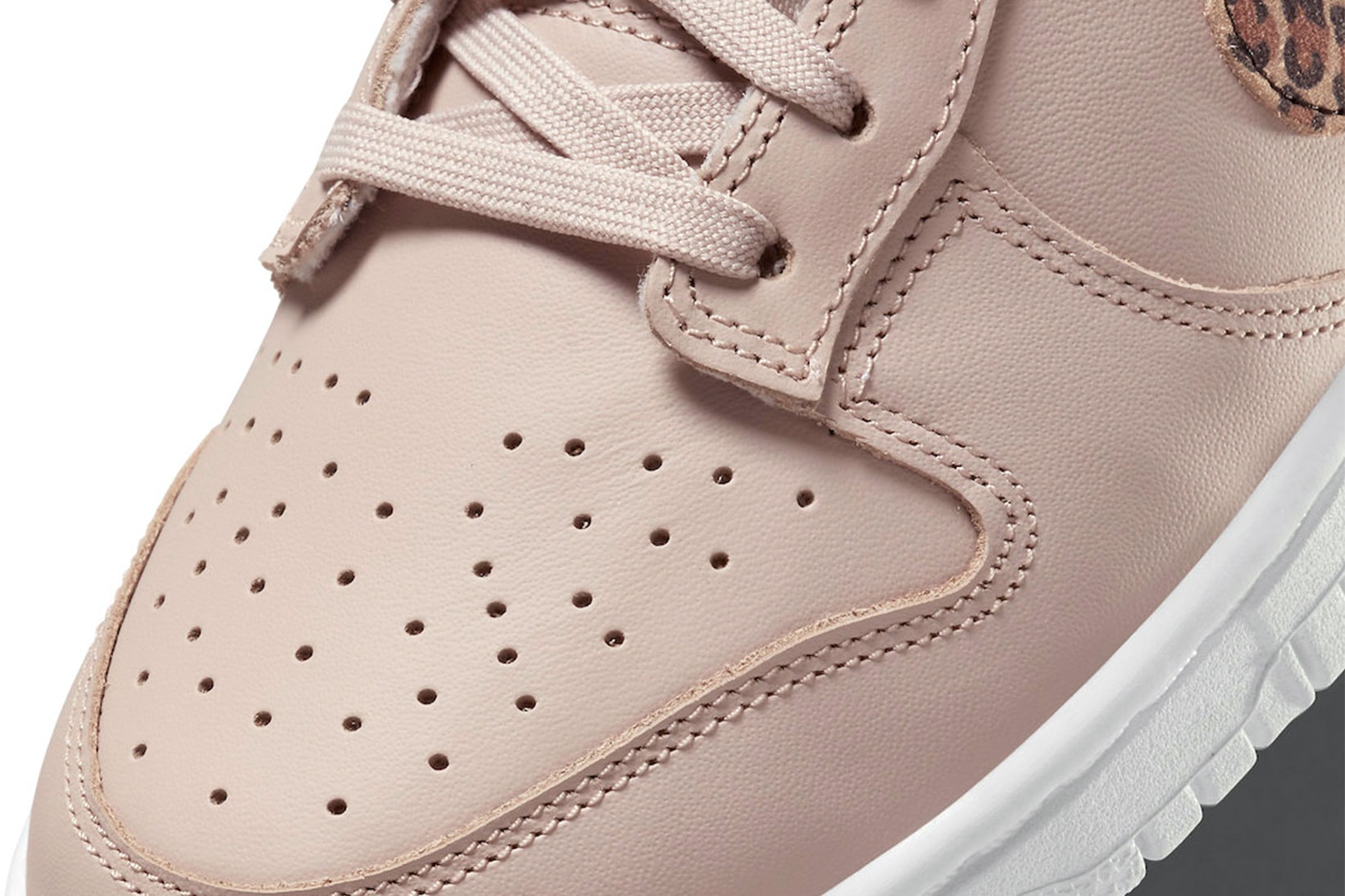 Nike Dunk Low "Animal Print" dusty pink toebox close up