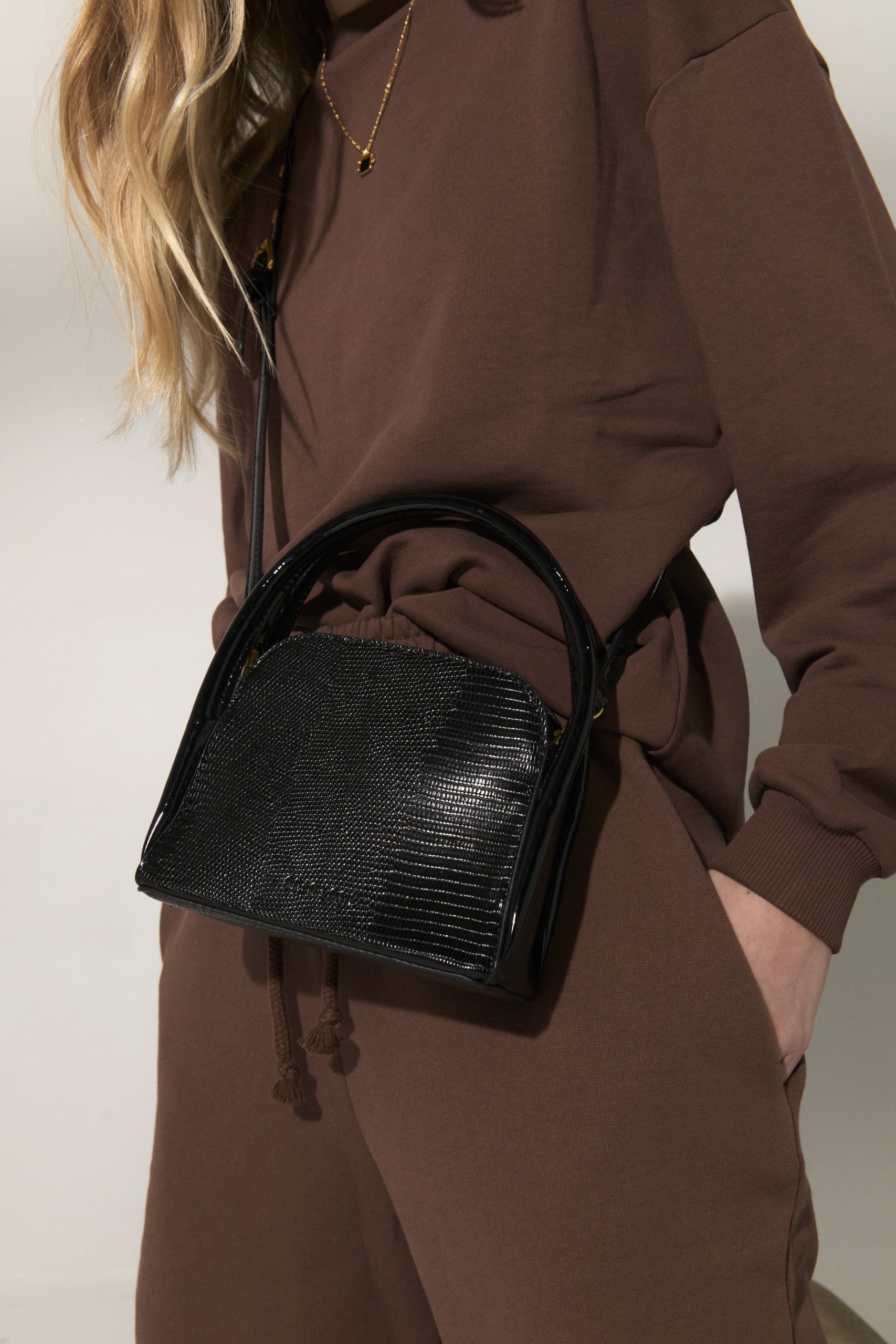 Brie Leon black beaded handbag