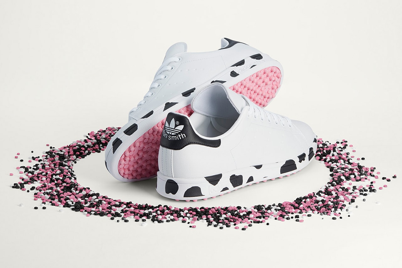 adidas’ Stan Smith Golf Shoe cow print pink soles