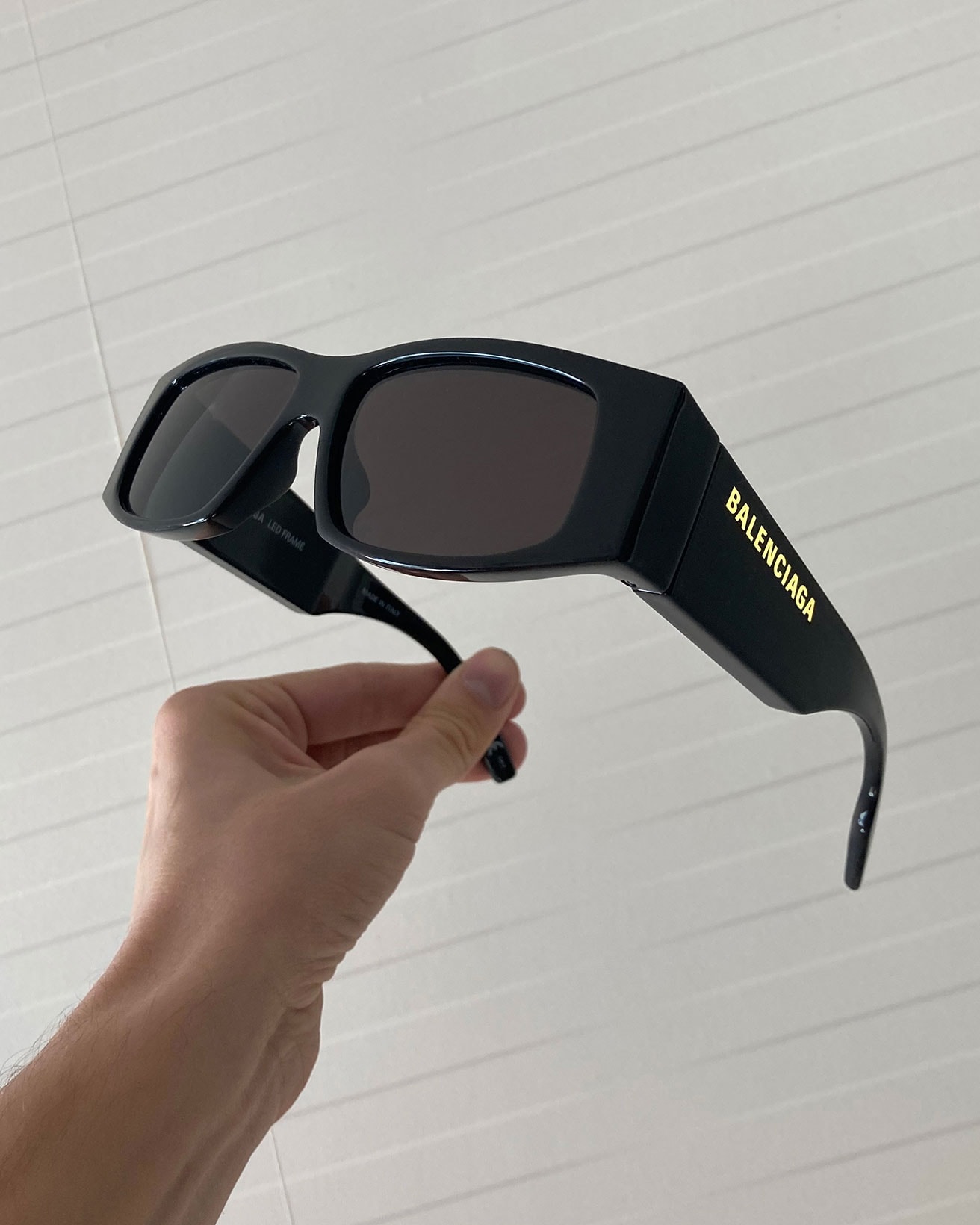 Balenciaga Eyewear LED Frame Light-up Sunglasses Closeup Details