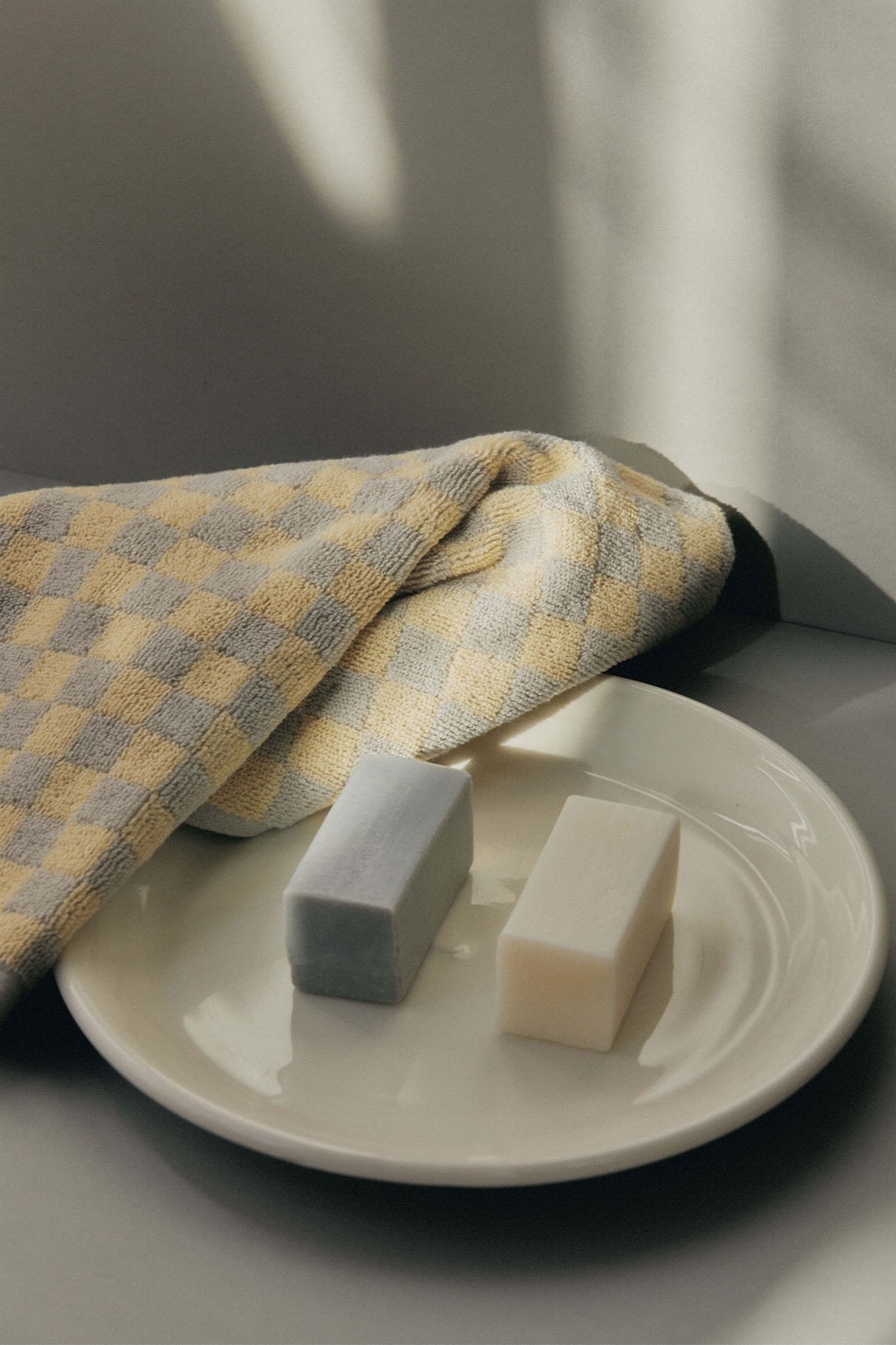 Baina x Binu Binu Towel and soaps set pale yellow neutral gray