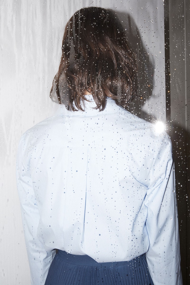 BITE Studios' Autumn/Winter 2021 Collection light blue silk shirt