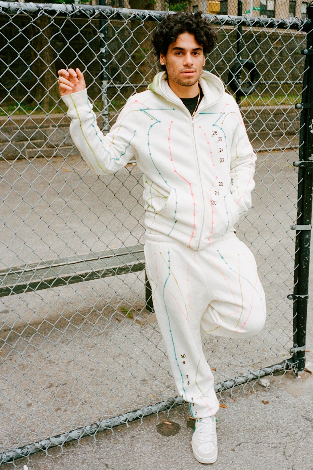 BRUJAS "WORLD SHINE" Collection white sweatsuit acupuncture